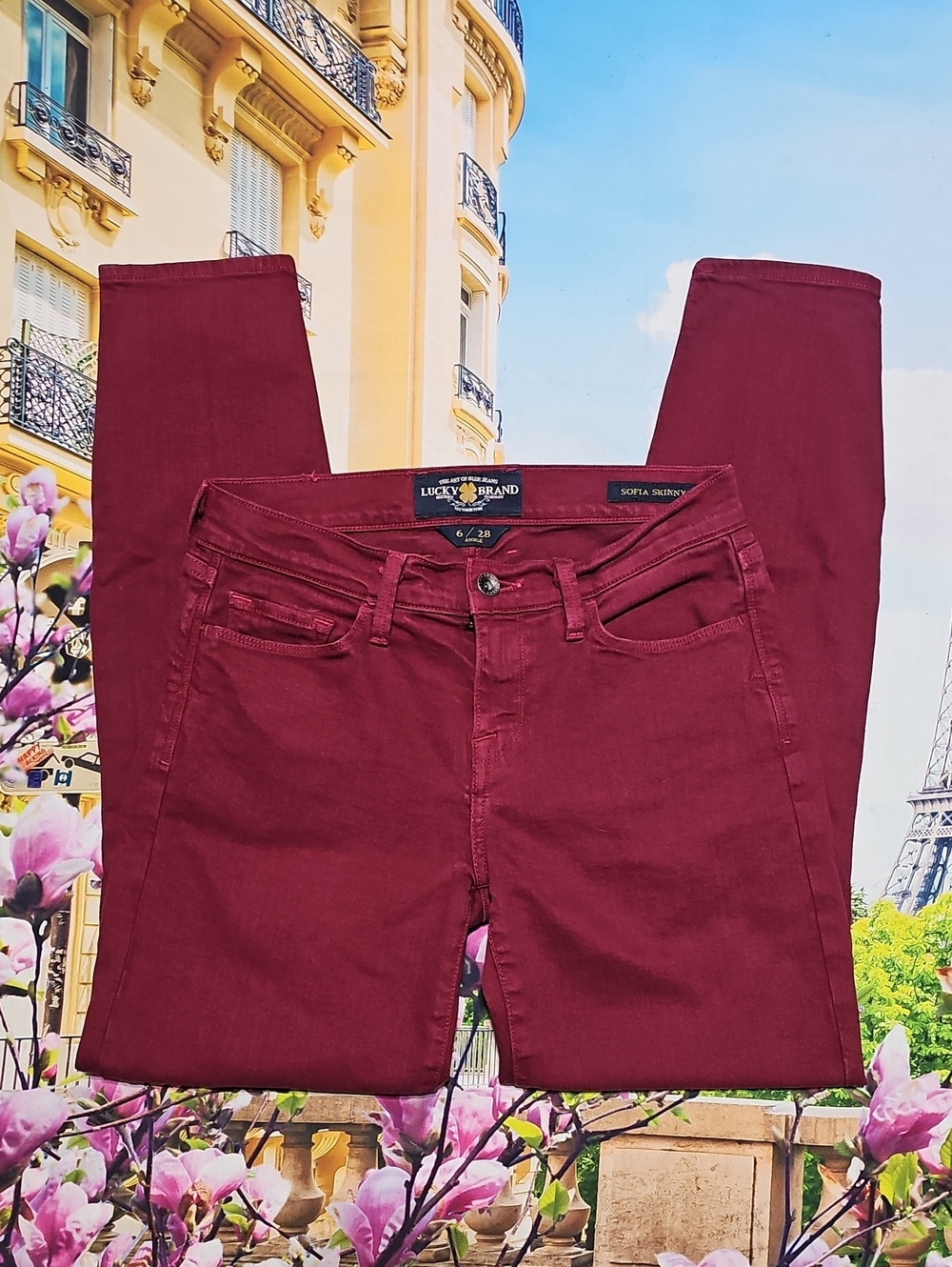 Lucky Brand Maroon Ankle Skinny Jeans Size 6/28
